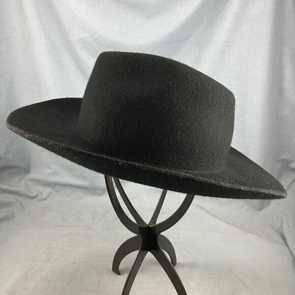 H & M Black Western Cowgirl Cowboy Hat Felted Wool - Picture 4 of 4